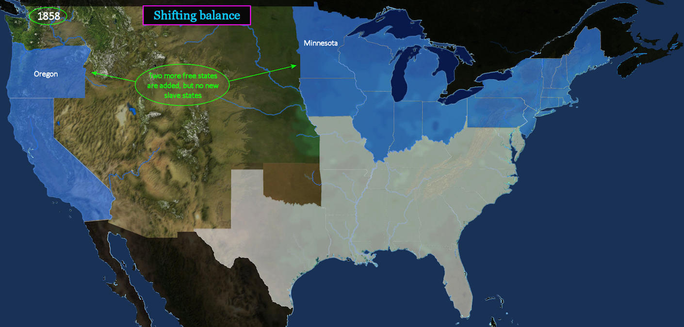 Slavery balance, 1858 map